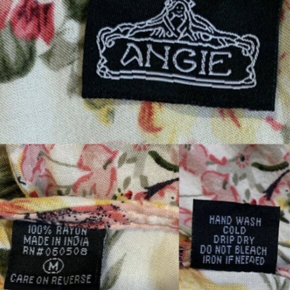 Angie Floral Walk-Through Romper/Maxi Dress Smocked Cutout Back M #60F - Picture 8 of 8